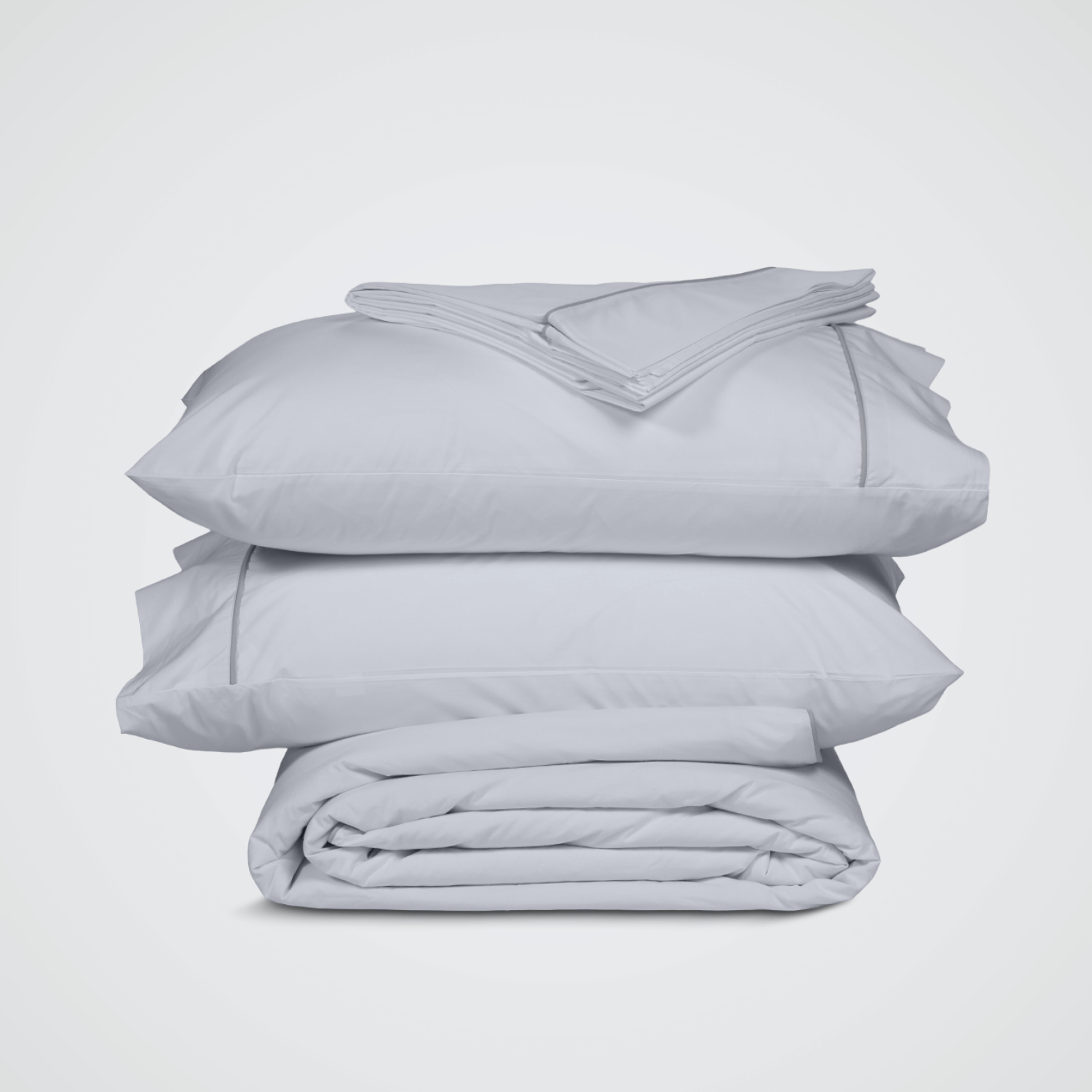 Light Grey Crisp Cool Percale Piped Duvet Set
